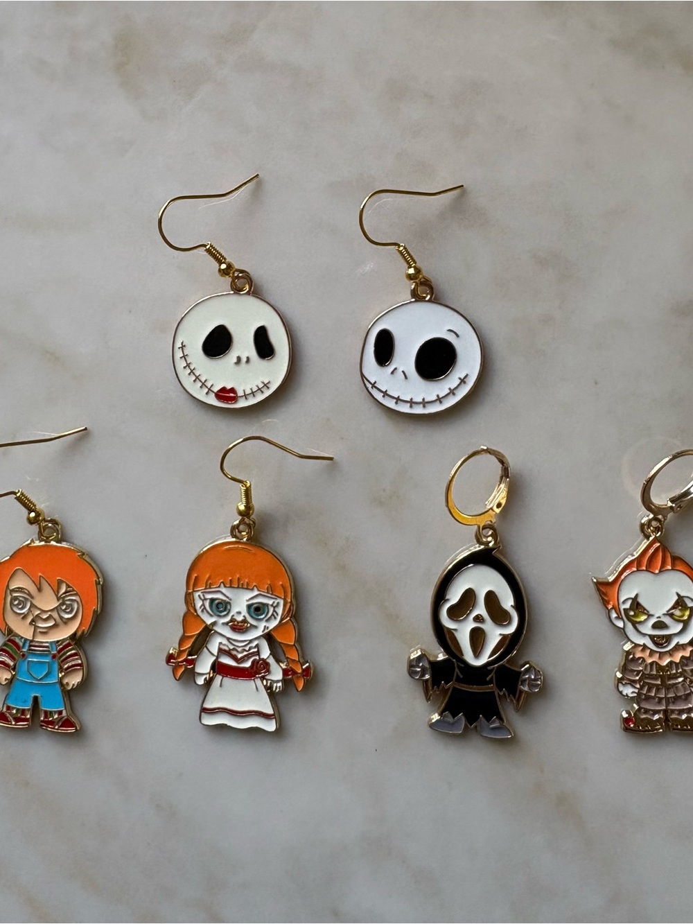 Halloween Character Enamel Charm Bundle Earrings  - White, Orange, Black